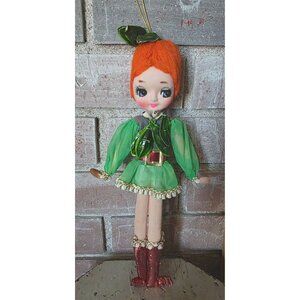 Vintage MCM Posable Japanese Kitschy Big Eye Pixie Elf Christmas Ornament Dolls